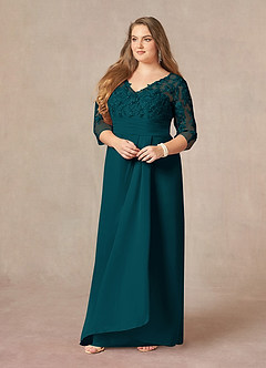 Azazie Joan Mother of the Bride Dresses Pine Sheath V-Neck Lace Chiffon Dress image8