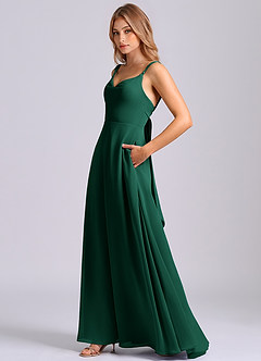 Azazie Beatrice At-home Try On Dresses Dusty Blue A-Line Sweetheart Neckline Chiffon Dress image5