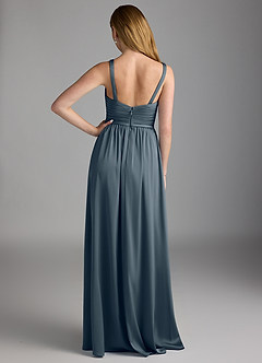 Azazie Chanel Bridesmaid Dresses Twilight A-Line Pleated Stretch Satin Dress image2