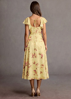 Halle Light Yellow Midi Dress image2