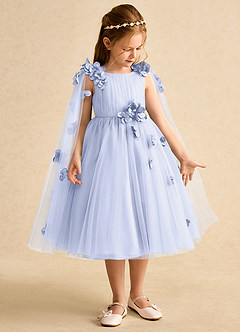 Azazie Staria Flower Girl Dresses Lavender Ball-Gown Ruched Tulle Dress image7