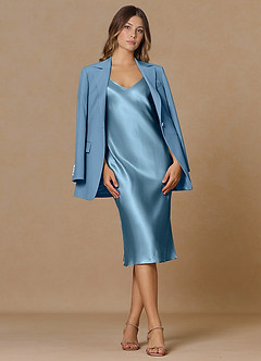 front Rowan Steel Blue Refined Weave Performance 2-Piece Suit