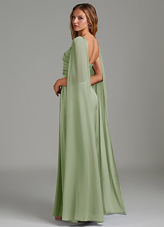 Azazie Niveah Robes de demoiselle d'honneur Robe Trapèze Convertible en Satin extensible Sans bretelles Vert Sauge image6
