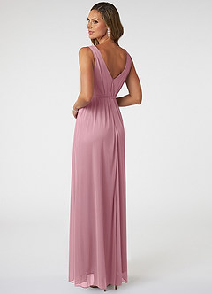 Azazie Tanicia Bridesmaid Dresses Vintage Mauve A-Line V-Neck Pleated Mesh Dress image4