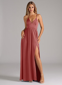 Azazie Aaida Robes de demoiselle d'honneur Robe Trapèze en Satin extensible Corset Antique Rose image1