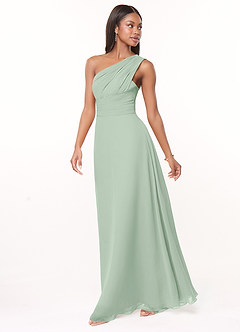 Azazie Ashley Bridesmaid Dresses Agave A-Line Ruched Chiffon Dress image4