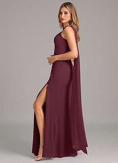 Azazie Kinsley Bridesmaid Dresses Cabernet Mermaid Pleated Chiffon Dress image3
