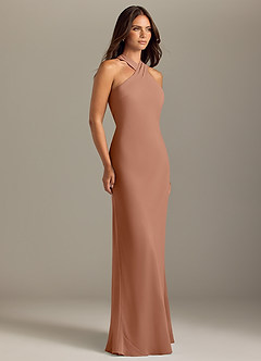 Azazie Doretta Bridesmaid Dresses Bronzer Mermaid Pleated Chiffon Dress image3