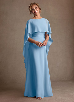 Azazie Marilla Mère de la mariée Robes Robe Trapèze en Mousseline de soie Plissée Poudre Bleue image6
