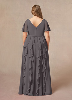 Azazie Watson Mother of the Bride Dresses Steel Grey A-Line V-Neck Chiffon Dress image7