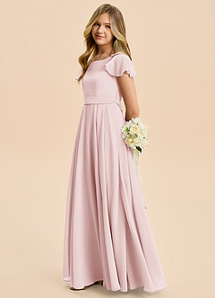 Azazie Cady Junior A-Linie Plissee Chiffon Kleid Zartrosa image7