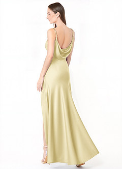 Azazie Alaija At-home Try On Dresses Agave Mermaid Side Slit Stretch Satin Dress image1