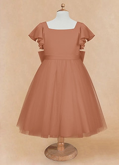 Azazie Kaeya Robe Demoiselle D'honneur Fillette Robe Trapèze en Tulle Arc Bronze image5