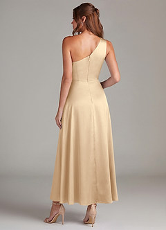 Azazie Brooke Suknie dla druhen Linia A Jedno ramię Satyna elastyczna Długość kostki Sukienka image7