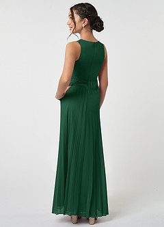 Azazie Lindie Junior Dark Green A-Line Pleated Chiffon Dress image4