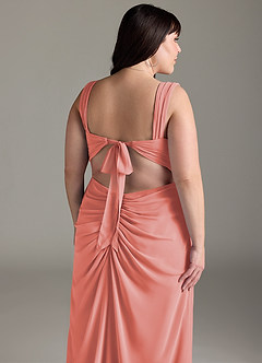 Azazie Jesaphine Bridesmaid Dresses Coral Sheath Bow Chiffon Dress image14