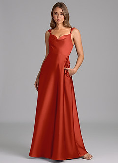 Azazie Beatrice 신부 들러리 드레스 A라인 스윗하트 네크라인 스트레치 새틴 바닥 길이 드레스 image4