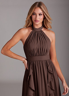 Azazie Avary Brautjungfernkleider A-Linie Plissee Chiffon Kleid Ganache image6