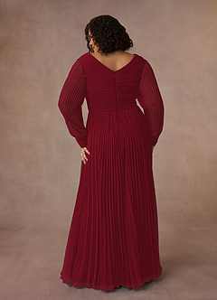 Azazie Zina Mother of the Bride Dresses Burgundy A-Line Pleated Chiffon Dress image8
