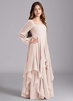 Azazie Clara Junior Jurk van Chiffon met A-Lijn Blouson Rozenblaadje image4