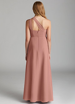 Azazie Maive Junior Agave A-Line Pleated Chiffon Dress image3