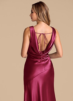 Azazie Rylina 신부 들러리 드레스 인어 메탈릭 새틴 바닥 길이 드레스 image2