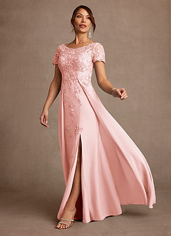 Azazie Alva vestidos de madre de la novia Vestido de Rosa Rubor de Encaje de Corte en A image2