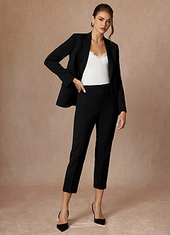 front Kennedy Black Refined Weave Performance Dress Pants