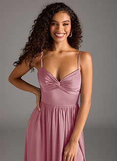 Azazie Zeya Bridesmaid Dresses Vintage Mauve A-Line Pleated Stretch Satin Dress image3