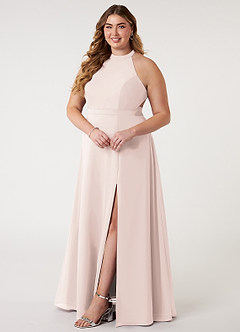 Azazie Clarice Bridesmaid Dresses Rose Petal A-Line Halter Chiffon Dress image11
