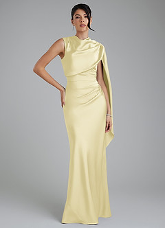 Azazie Taj Robes à essayer chez vous Robe Sirène en Satin extensible Corset Sorbet Citron image1