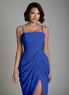 Azazie Nyra Bridesmaid Dresses Royal Blue Sheath Corset Chiffon Dress image3