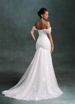 Azazie Ella Wedding Dresses Diamond White Mermaid Sweetheart Neckline Tulle Dress image3