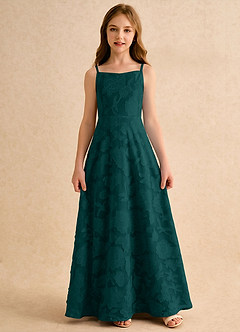 Azazie Jaella Girls Formal Flower Girl Klänningar Klänning A-Line i Blommig Utbrändhet Plisserad image3