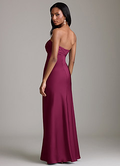Azazie Saylor Bridesmaid Dresses Red Plum Mermaid Strapless Stretch Satin Dress image5