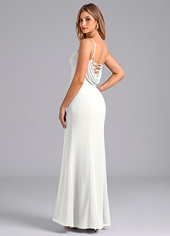 Azazie Wynni Abiti da Damigella Abito Sirena in Chiffon Corsetto Bianco image4