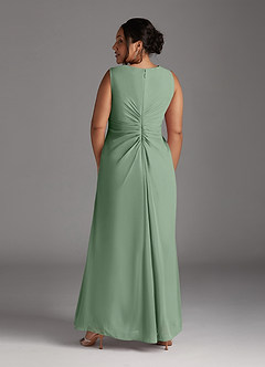 Azazie Manuella vestidos de madre de la novia Vestido de Matcha de Gasa de Corte En A con Cuello en V plisado image14