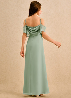 Azazie Pippy Girls Formal Abiti da Ragazza di Fiori Abito A-Line in Chiffon Scollo a Cuore Verde Salvia image2