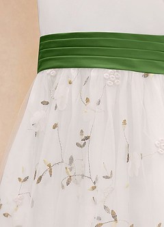 Azazie Pollie Flower Girl Dresses Ivory Basil A-Line Bow Tulle Dress image14
