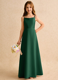 Azazie Joella Girls Formal Flower Girl Klänningar Klänning A-Line i Matt satäng Plisserad image6