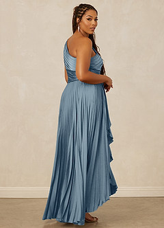 Christian Siriano Bridal for Azazie 1008 Robes de demoiselle d'honneur Robe Trapèze en Satin extensible Ue épaule Bleu Poussiéreux image13
