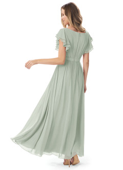 Azazie Daphne Modest Bridesmaid Dresses A-Line Ruffled Chiffon Floor-Length Dress image8