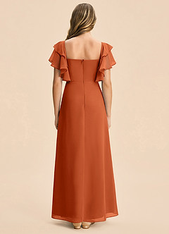 Azazie Jalynn Junior Burnt Orange A-Line Ruched Chiffon Dress image2