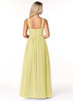 Azazie Elvira Bridesmaid Dresses Lemon Sorbet A-Line Pleated Chiffon Dress image2