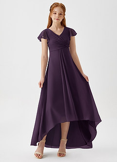Azazie Breanne Junior Plum A-Line Chiffon Dress image1