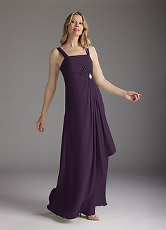 Azazie Weisz Mother of the Bride Dresses Plum A-Line Square Neckline Pleated Chiffon Dress image4