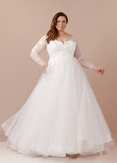 Azazie Freya Wedding Dresses A-Line Sequins Tulle Chapel Train Dress image8