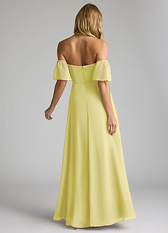 Azazie Sue Robes de demoiselle d'honneur Robe Trapèze Convertible en Mousseline de soie Épaule décolletée Sorbet Citron image2
