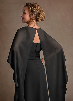 Azazie Marilla Klänningar till brudens mor Klä A-Line i Chiffong Plisserad Svart image7