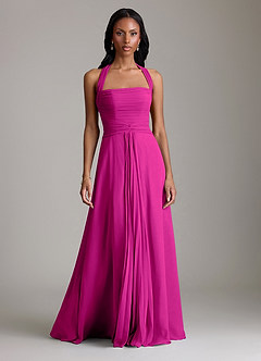 Azazie Clarisa Bridesmaid Dresses Fuchsia A-Line Pleated Chiffon Dress image5
